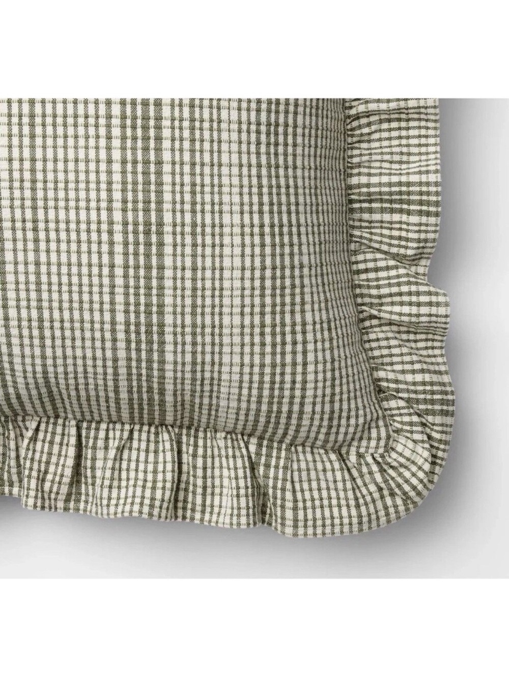 Studio McGee 24” Uneven Plaid Ruffle Pillow - Green/Tan - Picture 2 of 10